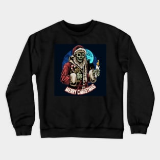 christmas-santa-claus-skull-zombie-holding-candle-midnight Crewneck Sweatshirt